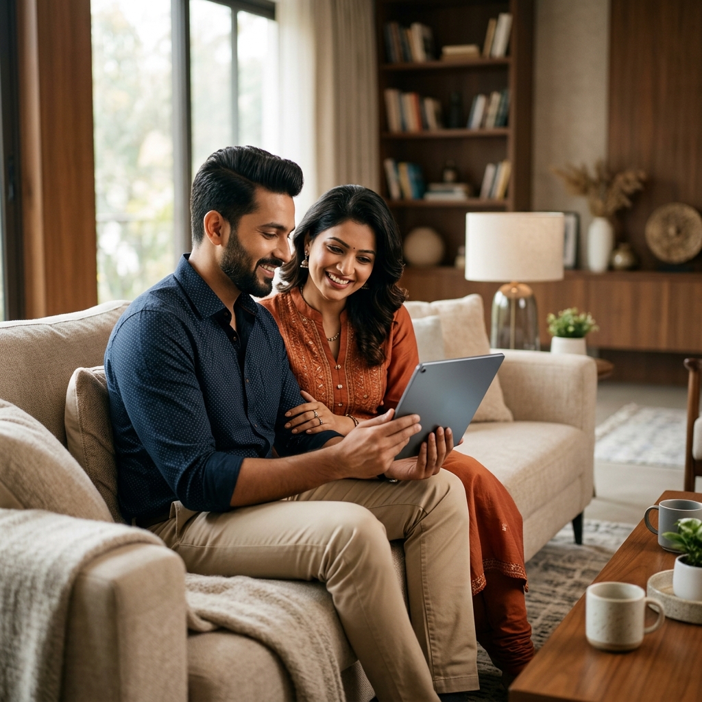 Couple reviewing matrimony insights